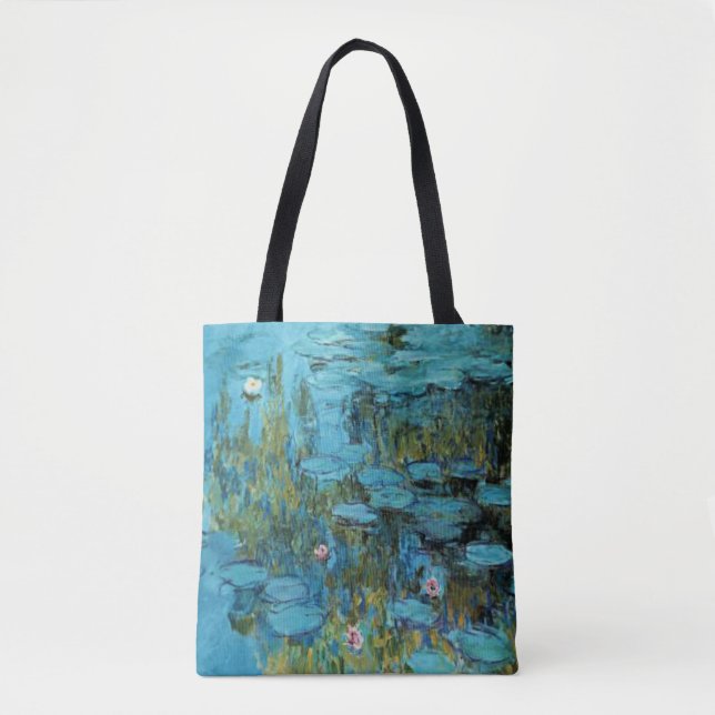 Bolsa Tote Monet - Lírios De Água, Turquesa (Frente)