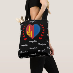 Bolsa Tote Mongólia Flag & Heart Mongólia Flag fashion /spo