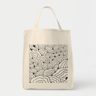 Bolsa Tote Monochrome Wave Pattern, Modern Abstract Line Art