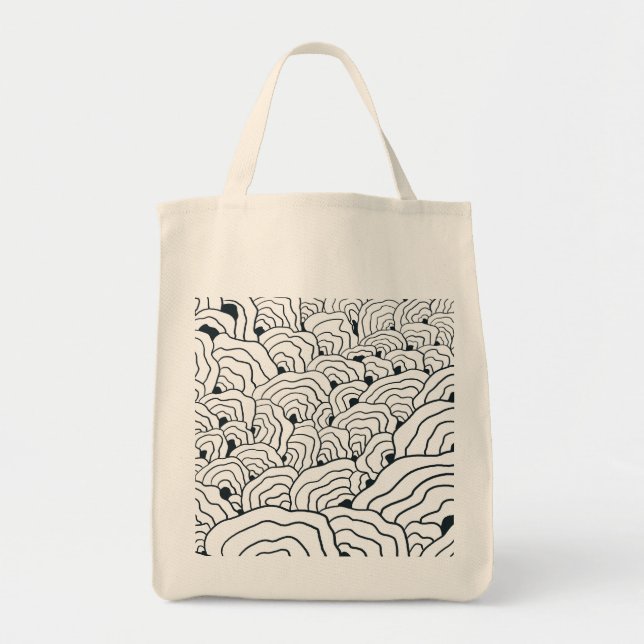 Bolsa Tote Monochrome Wave Pattern,  Modern Abstract Line Art (Frente)
