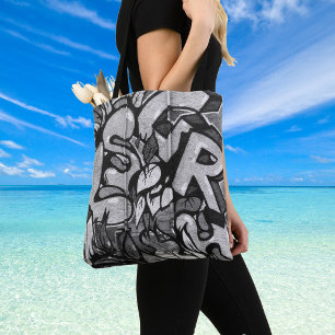 Bolsa Tote Monocromática com Grafite Urbano