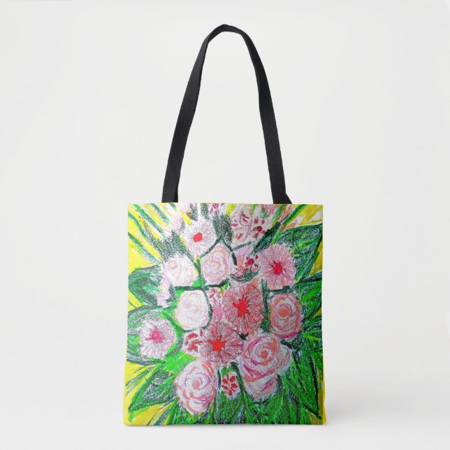 Bolsa Tote Monocromático, Rosas, Dianthus caryophyllus,  Gerb (Frente)