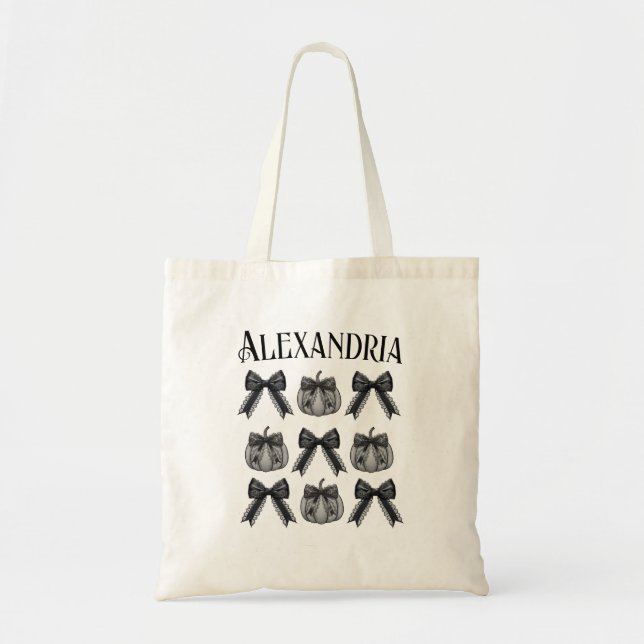 Bolsa Tote Monocromo Personalizado do Halloween (Frente)