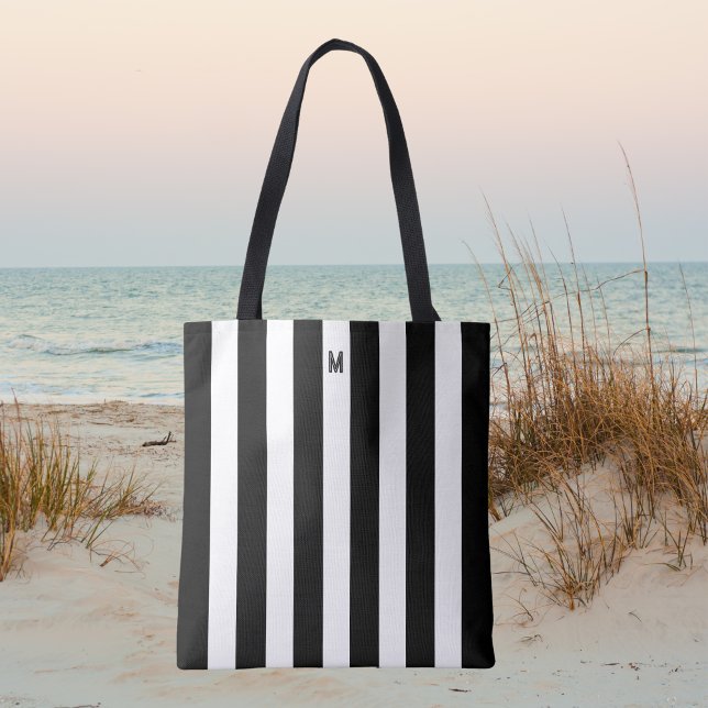 Bolsa Tote Monocromo, preto e branco, Monograma de distribuiç (Criador carregado)