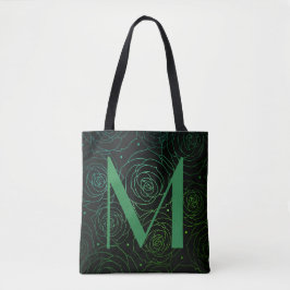 Bolsa Tote Monogram Dark Floral Rose Motivational Quote 