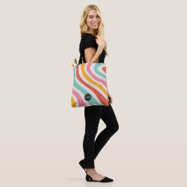Bolsa Tote Monogram Retro Colorful Wavy Stripes