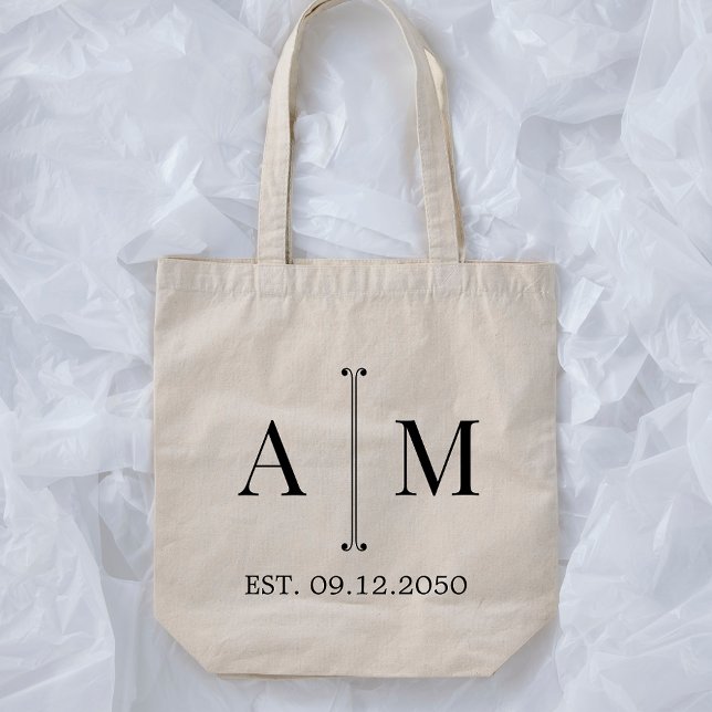 Bolsa Tote Monogram Simple Minimal Wedding Welcome Gift (Criador carregado)
