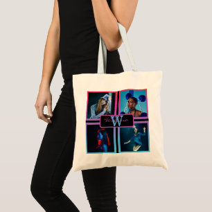 Bolsa Tote Monograma 4 Nome do Script de Fotografia Saco de T
