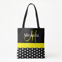 Monograma Amarelo Preto com Pontos Brancos