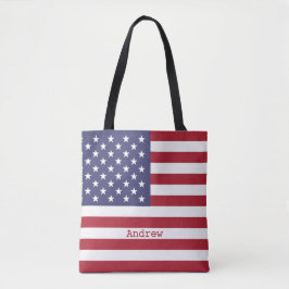 Bolsa Tote Monograma americano Bandeira 4 de julho Personaliz