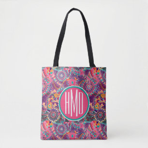 Bolsa Tote Monograma animal do teste padrão do estilo