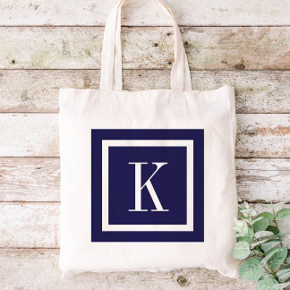 Bolsa Tote Monograma ao quadrado de pré-disquete azul marinho