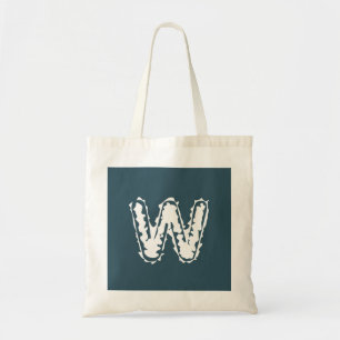 Bolsa Tote Monograma assustador branco em azul
