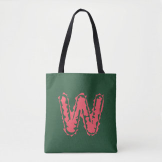Bolsa Tote Monograma assustador, cor-de-rosa piscante em verd