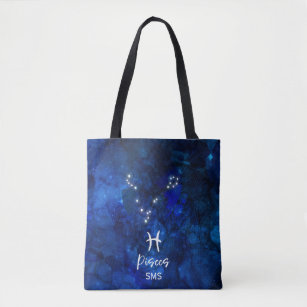 Bolsa Tote Monograma azul da galáxia da constelação do