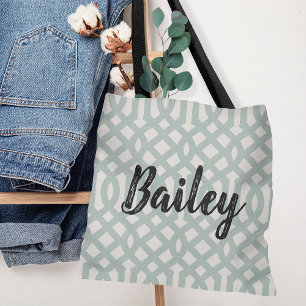 Bolsa Tote Monograma azul rústico da treliça