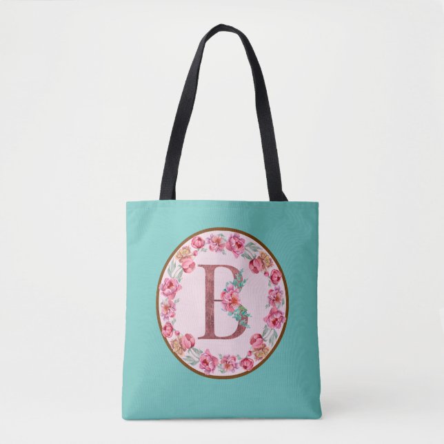 Bolsa Tote Monograma B - Letra com Saco de Toque de Flor de P (Frente)