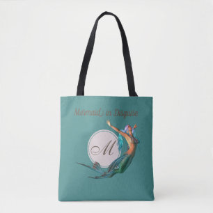 Bolsa Tote Monograma Bonito De Sereia Por Toda A Impressão