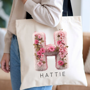 Bolsa Tote Monograma Botânico de Solteira Nome Personalizado