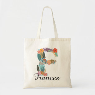 Bolsa Tote Monograma Botânico Personalizado com Nome Floral