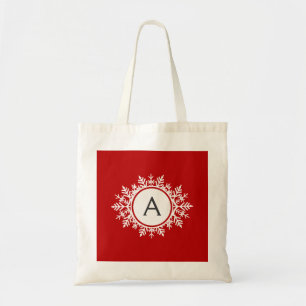 Bolsa Tote Monograma branco de floco de neve Ornamentado em v