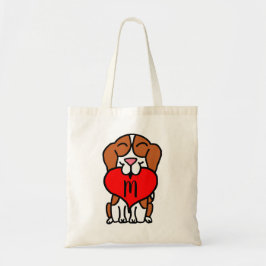 Bolsa Tote Monograma Cartoon Beagle Heart