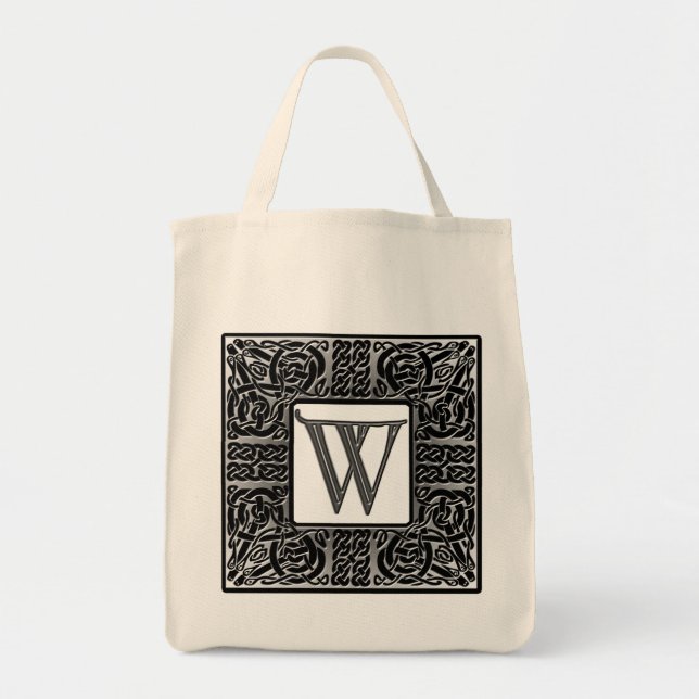Bolsa Tote Monograma Celular de Prata "W" (Frente)
