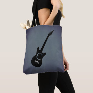 Bolsa Tote Monograma Cinza Azul Guitarra