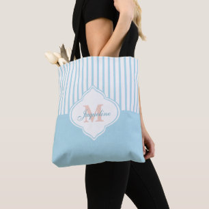 Bolsa Tote Monograma claro da listra de Colorblock de