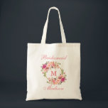 Bolsa Tote Monograma com Círculo Dourado Cor-de-rosa-claro<br><div class="desc">Cor-de-água Rosa Esbranquiçada Círculo Dourado Floral Monograma Monograma Toalha Bridesmaid</div>