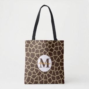 Bolsa Tote Monograma com Estampa de Girafa