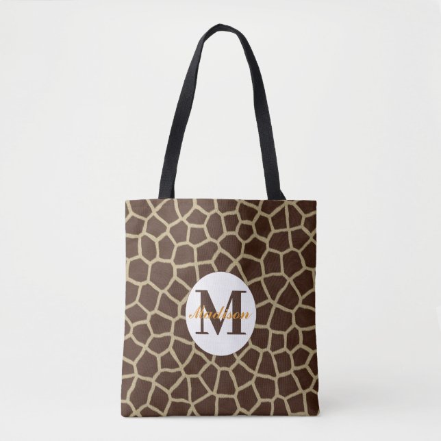 Bolsa Tote Monograma com Estampa de Girafa (Frente)