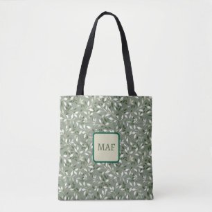Bolsa Tote Monograma com Videiras Botânicas Florais Verdes