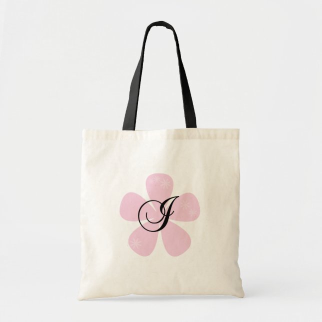 Bolsa Tote Monograma cor-de-rosa da flor mim (Frente)