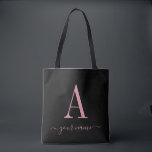 Bolsa Tote Monograma cor-de-rosa na moda Simples, Minimalista<br><div class="desc">Monograma cor-de-rosa na moda Simples, Bag Elegante Minimalista Moderna (as cores podem ser modificadas) design de monograma personalizado que pode ser personalizado com uma inicial e um nome no script. Um presente perfeito para a sua festa de casamento - madrinha de casamento, damas de honra, mães da noiva e do...</div>