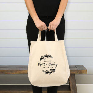 Bolsa Tote Monograma corajoso do casamento do ramo