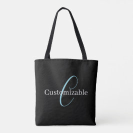 Bolsa Tote Monograma Curto Editável Branco Azul Preto