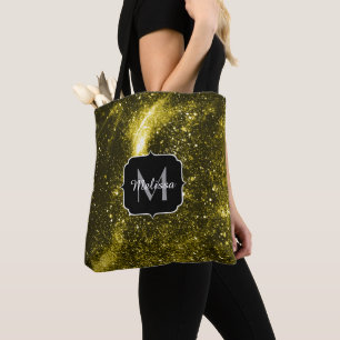 Bolsa Tote Monograma da abstrato preto-escuro