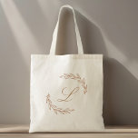Bolsa Tote Monograma da camada de folhas Dourada rosa<br><div class="desc">Saco de tota de monograma concebido por medida personalizada,  com design de folhagem de ouro rústico rosa.</div>