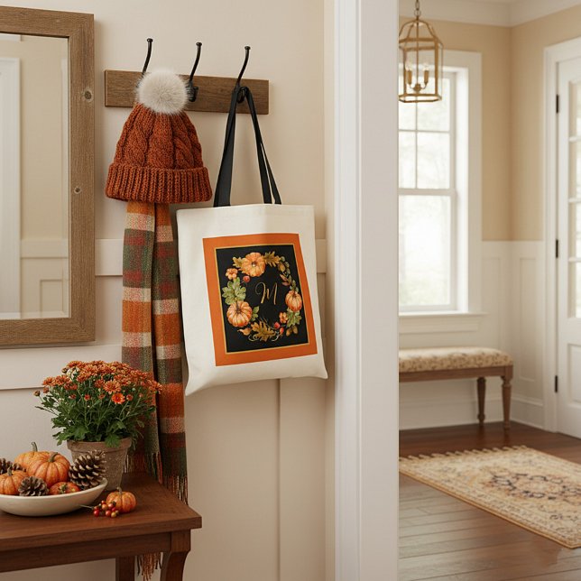 Bolsa Tote Monograma da coroa abóbora (Criador carregado)