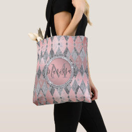 Bolsa Tote Monograma da Harlequin, cor-de-rosa-silicone