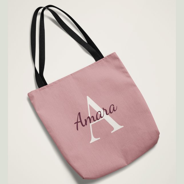Bolsa Tote Monograma da Moda Amara | Rosa Chá e Fruta Persona (Criador carregado)