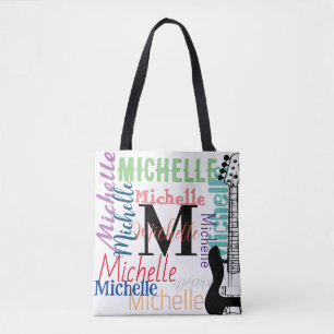 Bolsa Tote monograma da nota musical clf trible com nomes a c