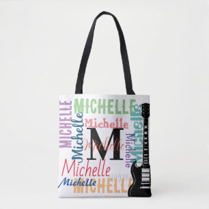 Bolsa Tote monograma da nota musical clf trible com nomes a c
