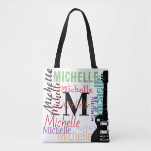 Bolsa Tote monograma da nota musical clf trible com nomes a c