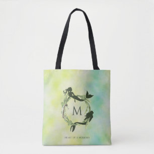 Bolsa Tote Monograma das sereias da grinalda do oceano da