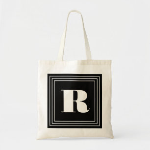 Bolsa Tote Monograma de 3 Quadros Preto e branco