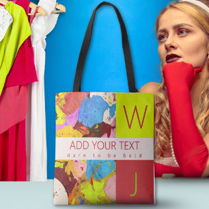 Bolsa Tote Monograma de Abstrato de Arte Elegante Moderno