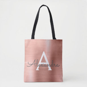 Bolsa Tote Monograma de aço inoxidável Dourado do rosa do