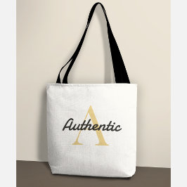 Bolsa Tote Monograma de Afirmação Positiva em Letra Dourada A